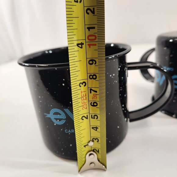 EVO Car Share Camping Enamel Mugs Black Speckled Outdoor Drinking Cups x 2 - Picture 11 of 11